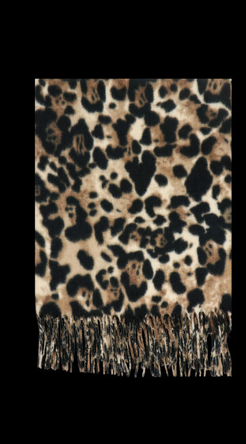 Azade Κασκόλ Λεοπάρ (Καφέ-Μαύρο) με Κρόσσια